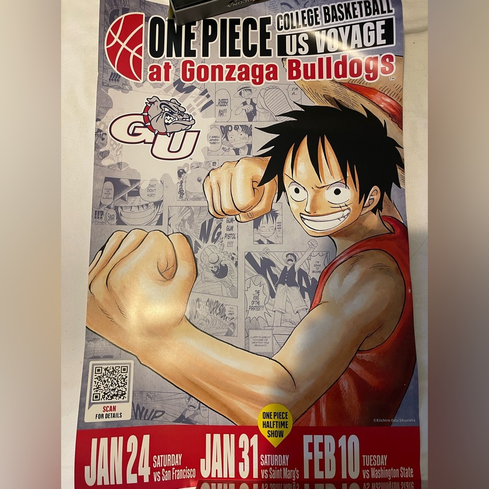 Monkey D. Luffy U.S. College Basketball Poster Gonzaga